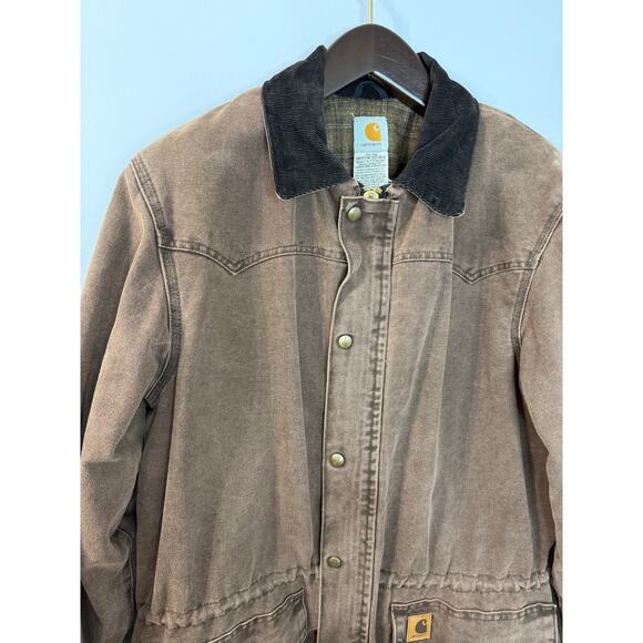 Vintage Carhartt Chore Coat Mens L Blanket Lined Barn Jacket Brown Outdoor - Picture 7 of 11